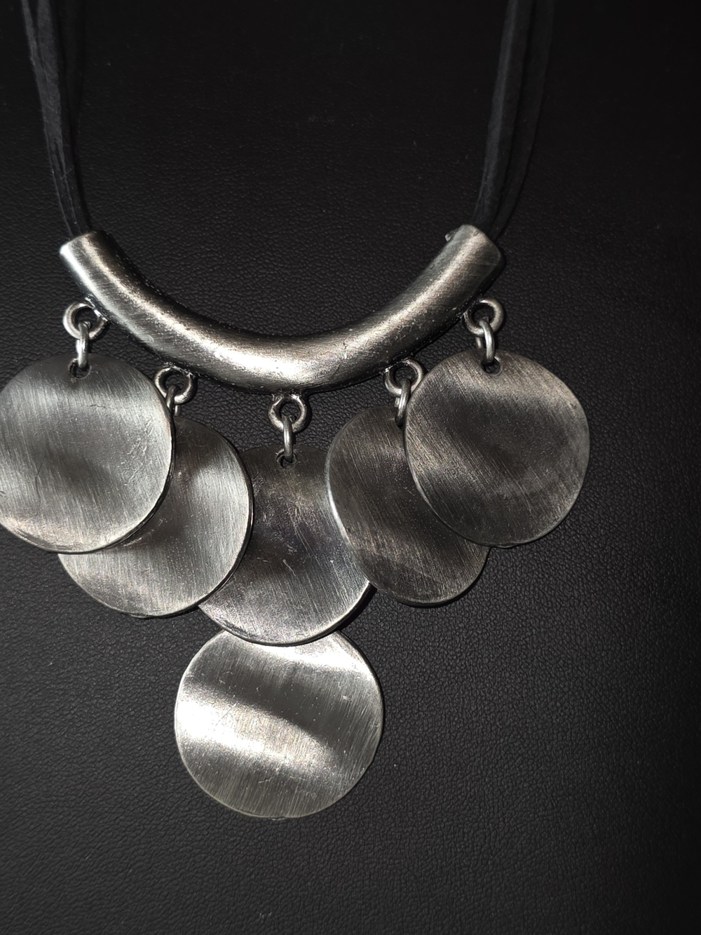 Silver Disc Statement Necklace - Unisex